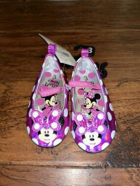 Pink Disney Minnie Mouse Polka Dot Baby Girl Size 3 Shoes Nwt